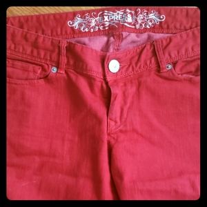 Express Red cropped Jean leggings